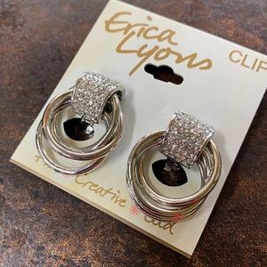 Erica Lyons Stone Sparkle Earrings Dangle Clip g5